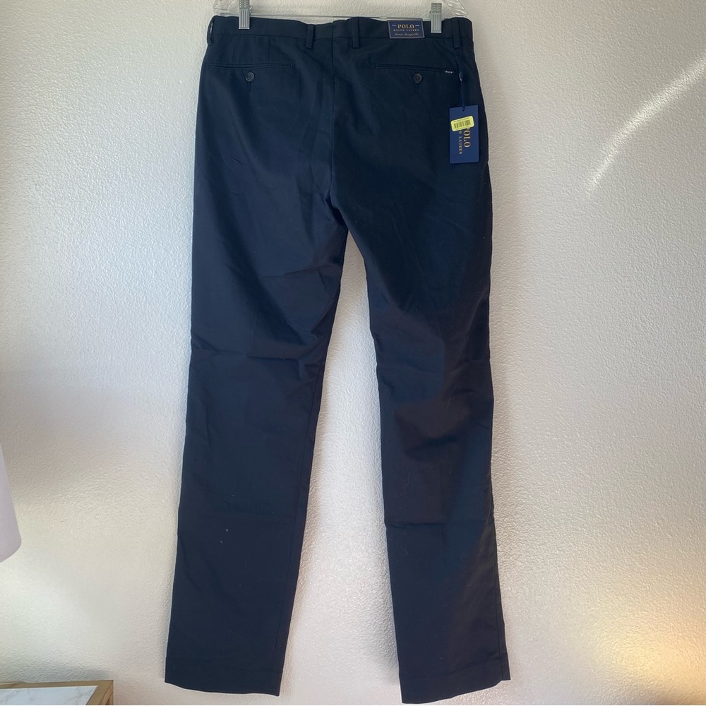 NWT Polo Ralph Lauren Black Stretch Straight Fit Trouser Dress Pants Mens 34 - Picture 9 of 9